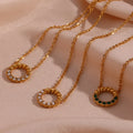 Dreamshow Twisted Shining Zircon Circle Pendant Necklace 18K Gold Plated Stainless Steel Necklace Design Jewelry