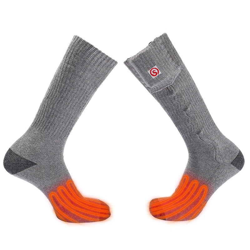 Unisex 80% Cotton Winter Warm Feet Ski Socks Electric Rechargeable Thermal Heated Casual Crew for Snowboarding Indoors Outdoors