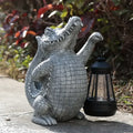 Crocodile-shaped Resin Hand-painted Animal-Themed Garden Ornaments Realistic Artistic Design Outdoor Yard Solar Lantern