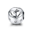 925 Sterling Silver Aquarius Zodiac Star Beads Cute Style Charm Pendants with Zircon for Astrology Enthusiasts