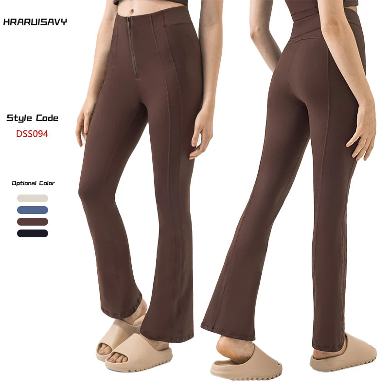 New Zipper Tummy Control Leggings Hip Lifting Nine-minute Flare Pants Women Versatile Casual Sports Running Yoga Pants Women