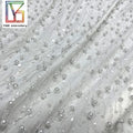 Top Quality Shiny Heavy Beaded Luxury White Hand Pearl Lace Fabric With Sequins Wedding Tulle Bridal Lace Dress Fabric