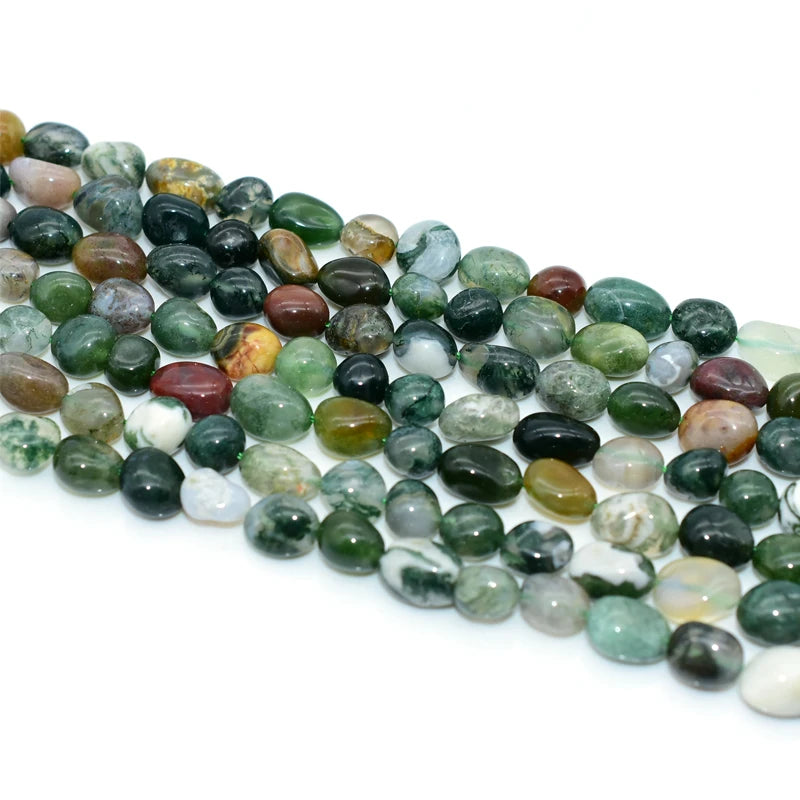 Wholesale 6*8/8*10mm Natural Indian Agate Beads Green Loose Gemstone for DIY Jewelry
