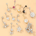 Fashion Hot Sexy Double Zircon Anti Allergy Simple Crystal Lounger Titanium Earrings Bow Nail Belly Button Rings Navel Piercing