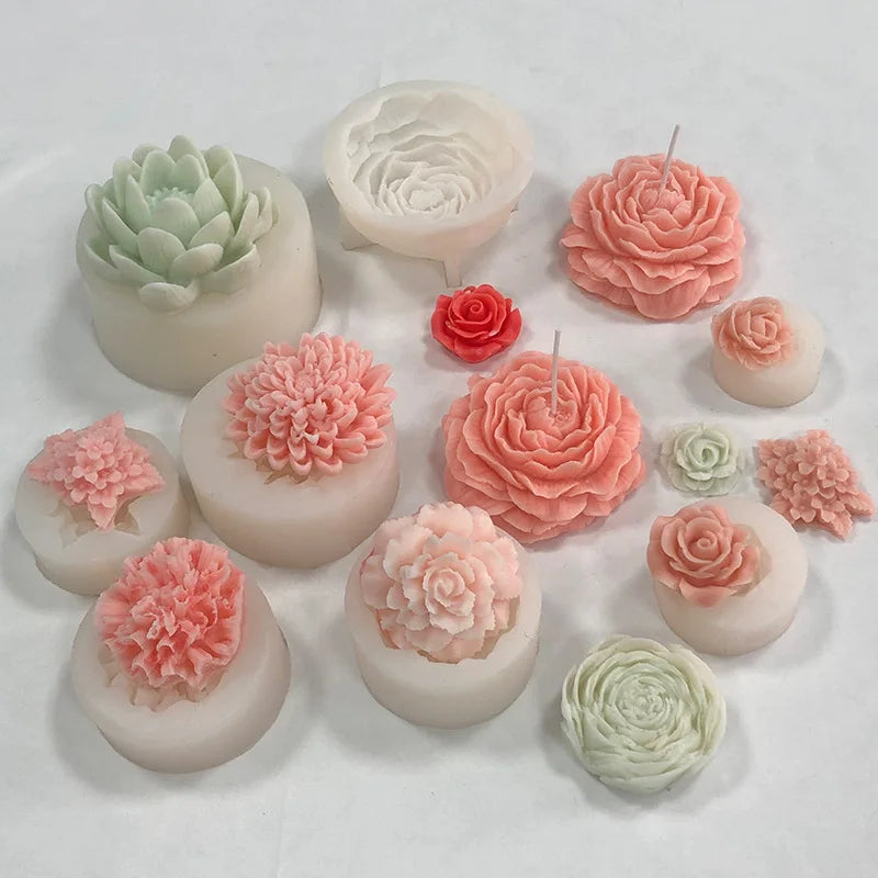 3D Flower Rose Silicone Mold Resin Mould DIY Plaster Decoration Silicone Mold Candle Molds for Candle Making