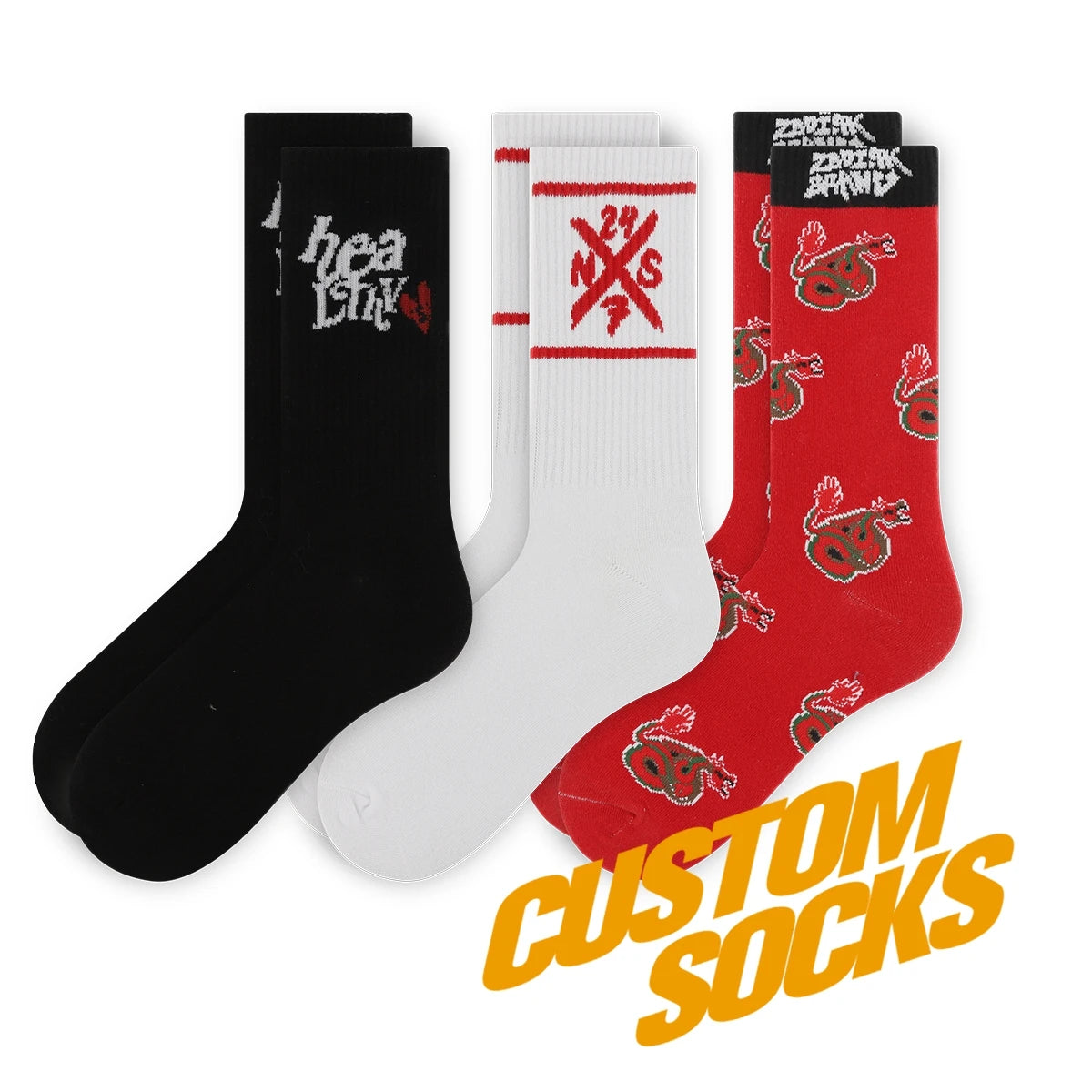 FREE DESIGN & MOCKUP Custom logo Skate Socks Custom Skateboard Socks Custom Skate Socks Black White