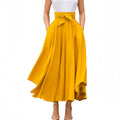 New High Waist Pockets Women's Skirt Summer Spring Elegant Bow Pleated Dress Ladies Casual Large Hem Skirts