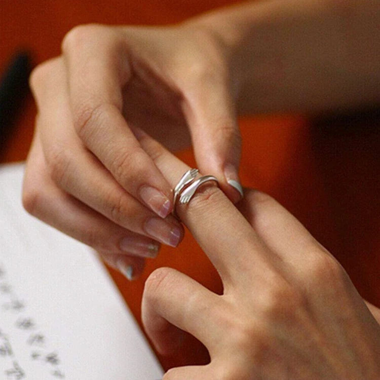 Bague Minimalist Personalized Jewelry Give Me a Hug Open Ring Stainless Steel love Hugging Adjustable Statement Couple Rings