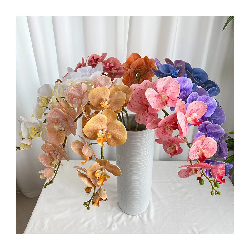 3D 9 Head French Phalaenopsis  Artificial Flowers Decorative