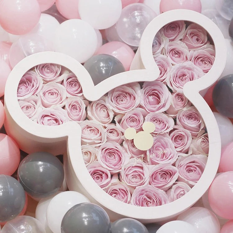 Wholesale Luxury  Round With Mouse Ear Clear Window Cardboard Gift Flower Box