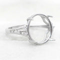 Sterling Silver 12*14mm Semi Mount Ring Empty Frame Blank Support Setting S925 Base Holder Without Center Stone for DIY Inlay