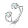 Women's Minimalist Fashion New Double-Circle Opal S925 Sterling Silver Ring