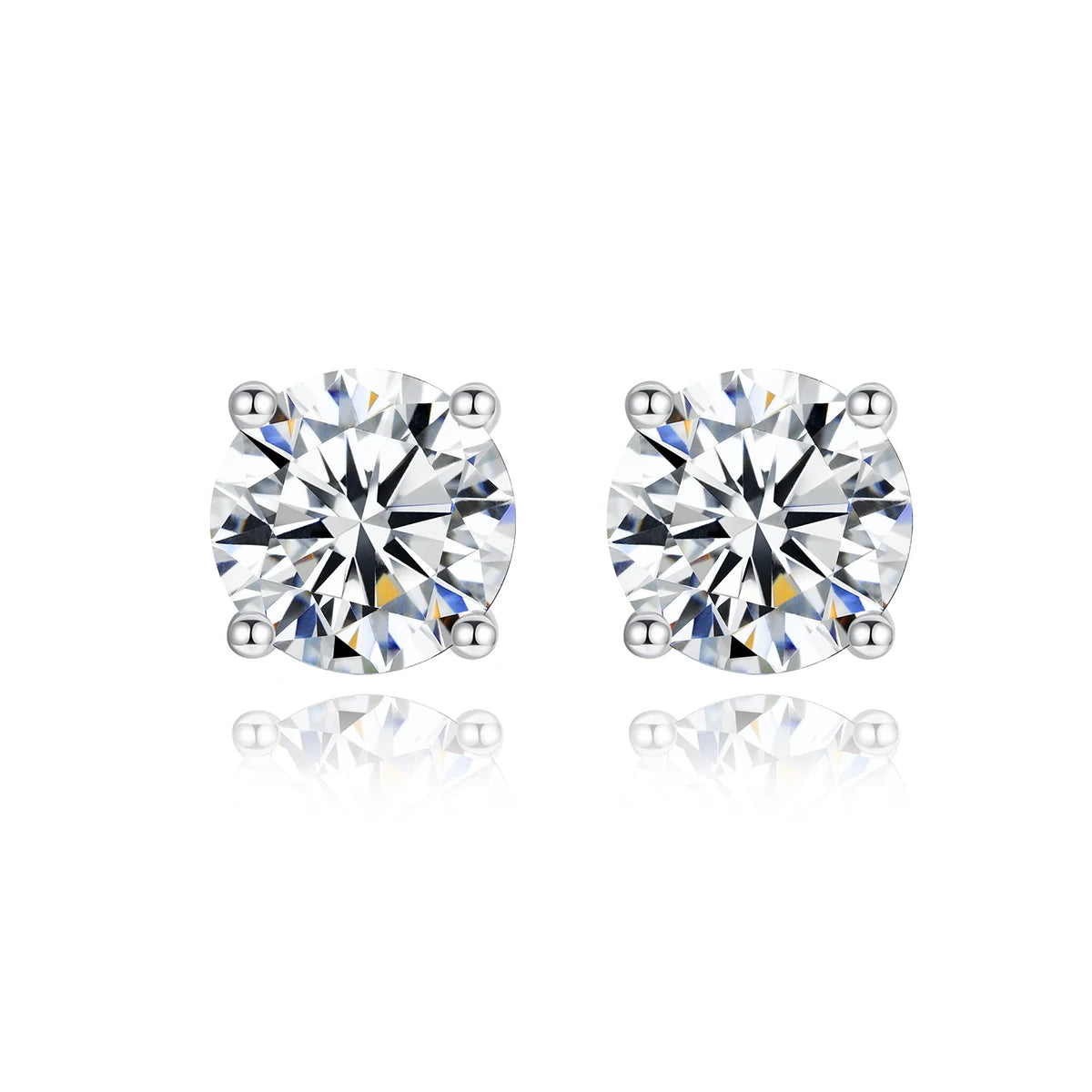CZCITY Dazzling Minimalist Moissanite Earrings Stud 5.0mm Diamond Stone Jewelry Genuine 925 Sterling Silver Moissanite Earring