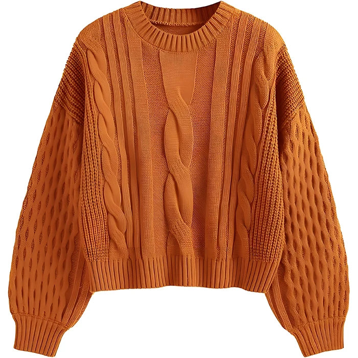Custom LOGO OEM & ODM Women Sweater Long Sleeve Jacquard Knitwear Ladies Pullover Knit Clothes Winter Knitted Sweater Women
