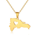 Customized Personalized Engraved Stainless Steel Dominican Republic Map With Logo Couple Style Fashion Pendant Necklace