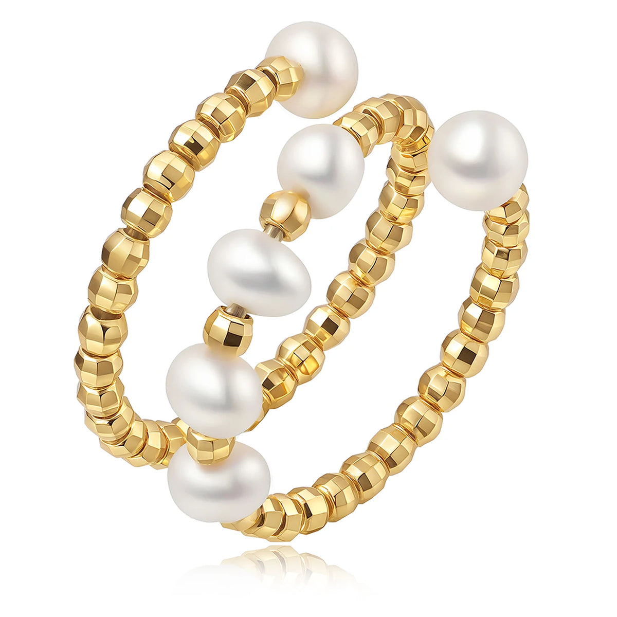 Unique Minimalist Multi-Layer Adjustable Natural Freshwater Pearl Ring for Women Jewelry Factory Wholesale MegaBDM
