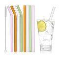 4 Pcs Straight Bent Colored Reusable Transparent Glass Smoothie Straws Bar Accessories for Tea Juice Minimum Order 10 Pcs