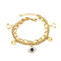 2022 Stainless Steel Multilayer Chain Bracelet Hollow Smile Turkey Eye Charm PVD Gold Plated Zircon Eye Pendant Bracelet