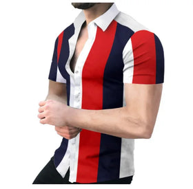 New Fashion Casual Short Sleeve Floral All Over Printed Breathable Shirt for Men