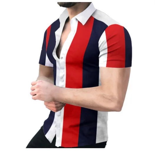 New Fashion Casual Short Sleeve Floral All Over Printed Breathable Shirt for Men
