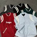 Fengway Custom Trendy Short Knitted Crop Baseball Jacket Ladies Long Sleeve Slim Breathable Polyester Autumn Varsity Bomber