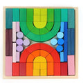 2024 Kid Wooden Roman rainbow Toys Children's Early Educational Learning Puzzle Building Blocks Toys Set for Girl