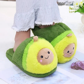 Winter Warm Cute Cartoon Avocado Plush Cozy Home Indoor Slipper