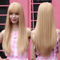 Factory Fast Delivery Long Straight Natural Synthetic Wigs for White Women Blonde Wig With Bangs Heat Resistant Daiy