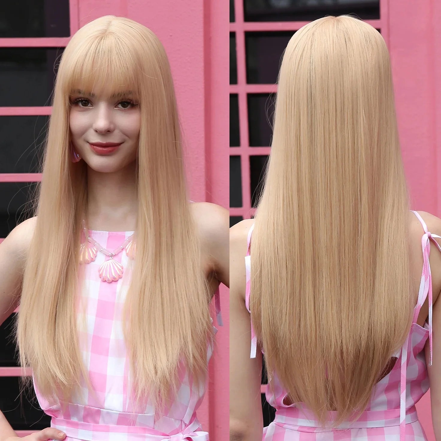 Factory Fast Delivery Long Straight Natural Synthetic Wigs for White Women Blonde Wig With Bangs Heat Resistant Daiy