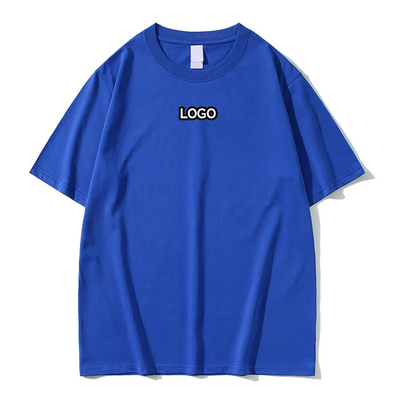 Custom 100% Cotton Men's T-shirt Luxury Streetwear Hip Hop 3D Pattern Heavyweight Oversized 220gsm Blank Tshirt Long Length