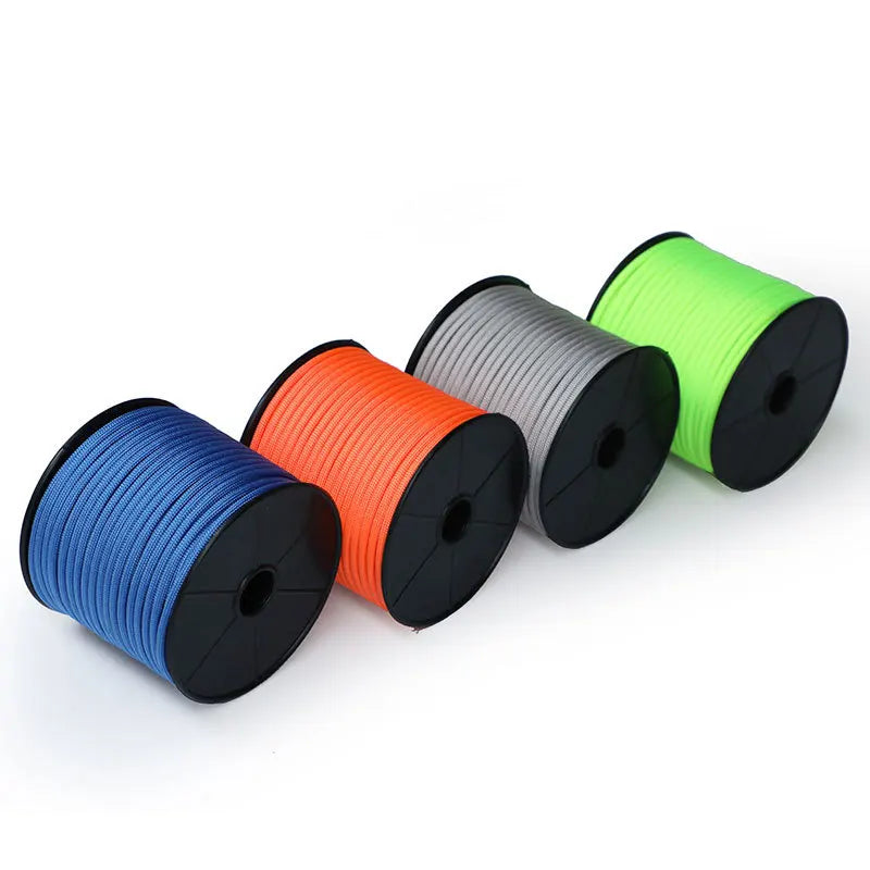 Factory Direct 50m Multi-colors Nylon Triple Layer All Seasons Portable Multifunctional Tent Ropes Outdoor Camping Hiking