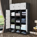 Modern Black Portable DIY Plastic Wardrobe Freestanding Easy-to-Assemble Storage Cabinet with Lockable Feature Foldable Design