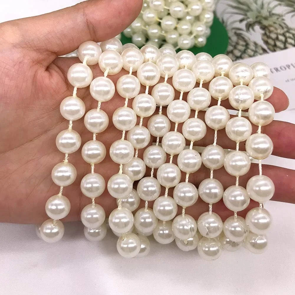 Cheap 3mm 4mm 5mm 6mm 8mm 10mm 12mm 14mm White Women Necklace Thread Plastic Pearl Bead Garland