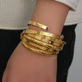 Wholesale Fashion Jewelry Luxury Round Zircon Open Bracelet Five Pointed Star Stainless Steel Bangles