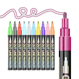 Factory Wholesale Double-line Pen 20 Different Colors Art Marker Pen Water Based Ink Double Outline Line Marker Pen Set