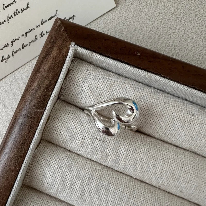 2024 New Design Vintage 925 Sterling Silver Geometric Hollow Heart Shape Rings for Women