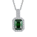 2024 Charm Fine Jewellery Rectangle Shape Classic Green Gemstone Zirconia Setting S925 Sterling Silver for Ladies Wholesale