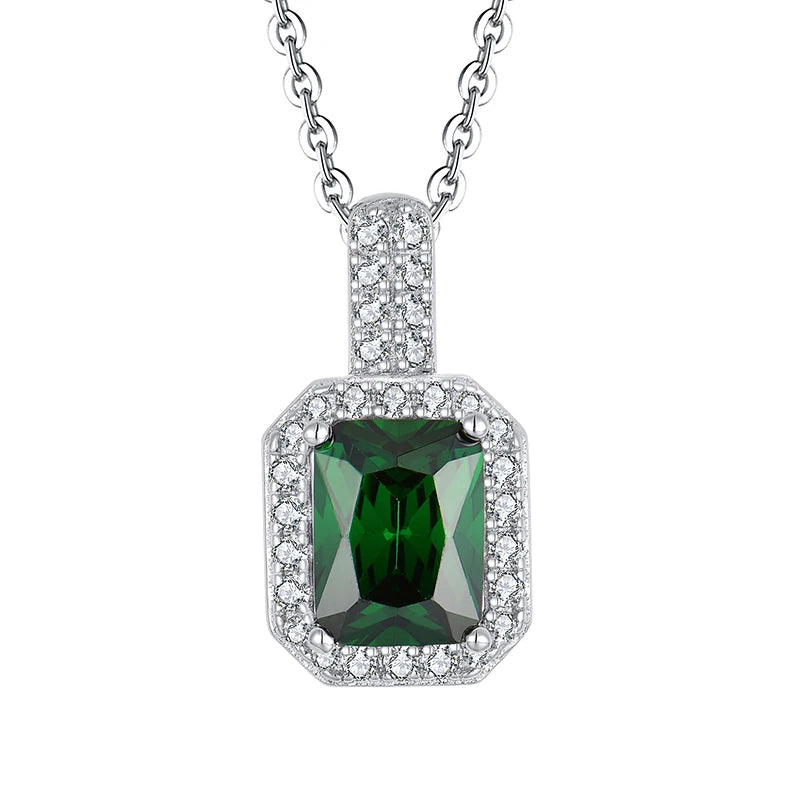 2024 Charm Fine Jewellery Rectangle Shape Classic Green Gemstone Zirconia Setting S925 Sterling Silver for Ladies Wholesale