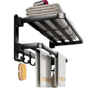 OEM Premium Bathroom GrayTowel Rack Space Aluminum Hardware Hanging Shelf for Thick BathTowels Rack