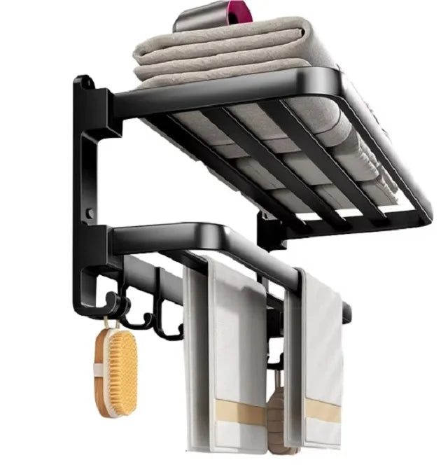 OEM Premium Bathroom GrayTowel Rack Space Aluminum Hardware Hanging Shelf for Thick BathTowels Rack