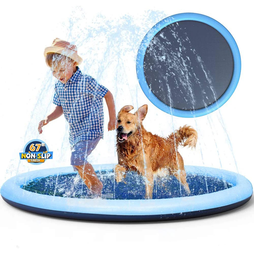 Splash Sprinkler Pad  Dog Pets Splash Pool Play Water Mat Toys for Dogs Cats and Kiddie
