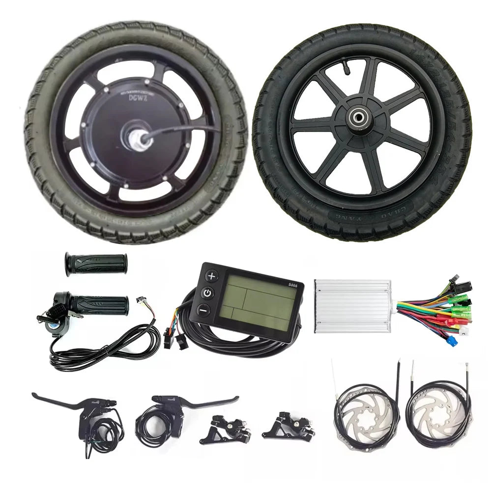 14 Inch 36V 48V 350W 500W Gearless Brushless Hub Motor Electric Bicycle Conversion Kit Electric Scooter Motor Kit