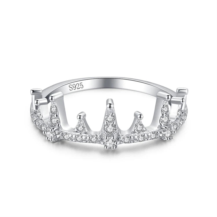 Hot Sale 925 Sterling Silver Crown Shape CZ Diamond Engagement Wedding Rings for Women