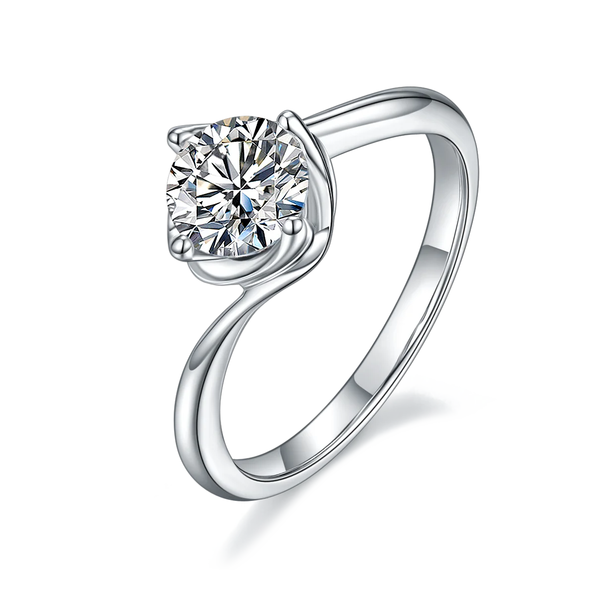 Eternity S925 Sterling Silver  Round Brilliant Cut 1ct Vvs Diamond Engagement Moissanite Rings for Woman Wedding Design