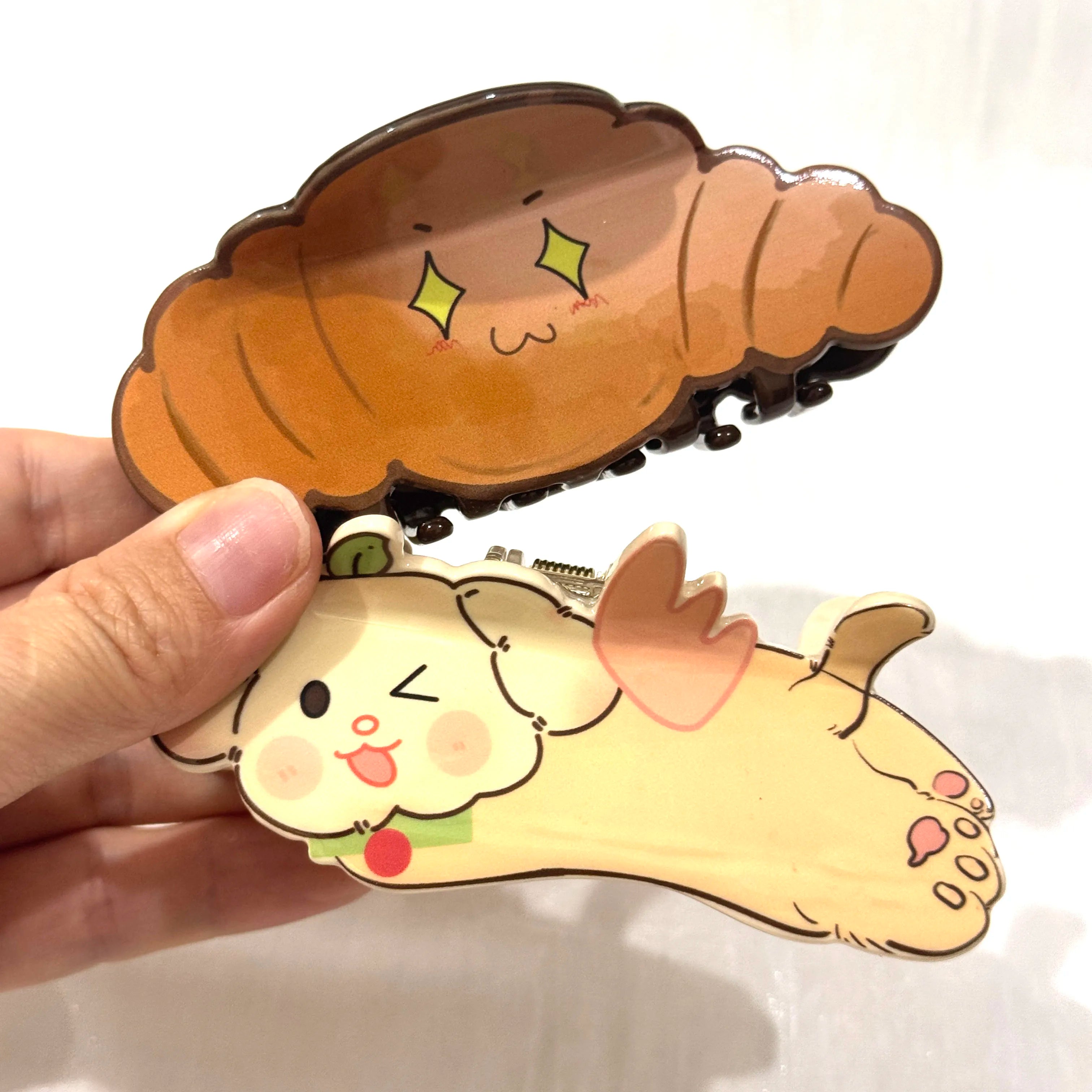 SAIYII New Style Original Design Croissant Dog Shape Acetic Acid Large  Hair Claw Clips Acetate Hair Claw Clips for Girls