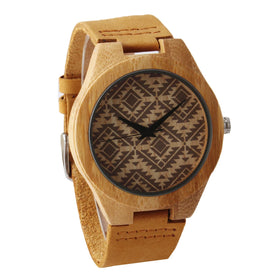 TJW Luxury Men's Crazy Horse Leather Wooden Quartz Watch Seiko Movement Business & Fashion Style 45mm Dial 24mm Band Width