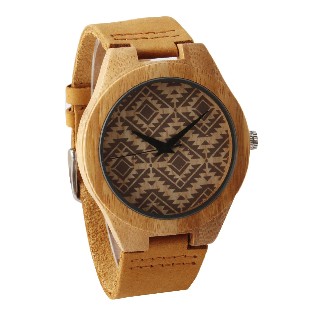 TJW Luxury Men's Crazy Horse Leather Wooden Quartz Watch Seiko Movement Business & Fashion Style 45mm Dial 24mm Band Width