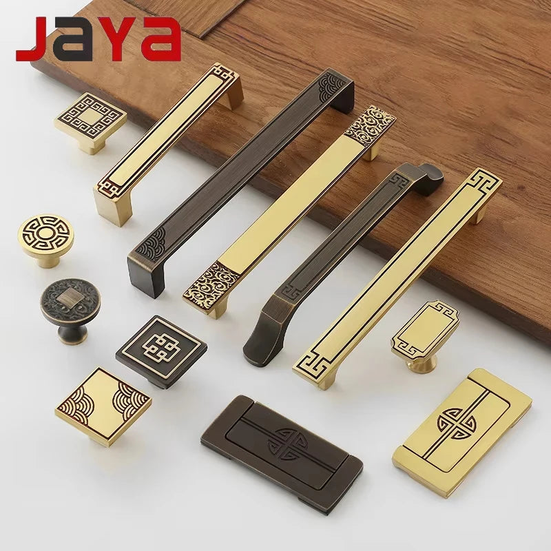 JAYA Copper Cabinet Door Handle Cabinet Door Gold Coffee Color Cabinet Furniture Handle Drawer Handle Knobs