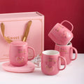 Popular 55 Degrees Constant Warm Ceramic Coffee Mug Gift Box pink Girl love Heart Porcelain Tea Cup Smart Vacuum Flask Mother's