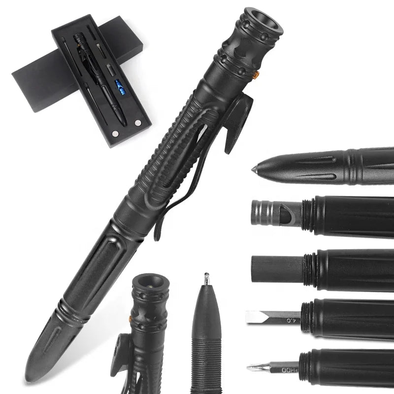 OEM logo Multitool Kugelschreiber Tactical Defense Pen LED Light Bottle Opener Aluminum Multi Function Pen